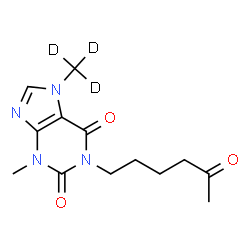 ChemSpider 2D Image | 3-Methyl-7-(~2~H_3_)methyl-1-(5-oxohexyl)-3,7-dihydro-1H-purine-2,6-dione | C13H15D3N4O3