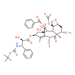 ChemSpider 2D Image | (2beta,3xi,5alpha,7beta,10beta,13alpha)-4-Acetoxy-1-hydroxy-13-{[(2R,3S)-2-hydroxy-3-({[(2-methyl-2-propanyl)oxy]carbonyl}amino)-3-phenylpropanoyl]oxy}-7,10-dimethoxy-9-oxo-5,20-epoxytax-11-en-2-yl be
nzoate | C45H57NO14