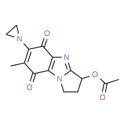 ChemSpider 2D Image | 6-(1-Aziridinyl)-7-methyl-5,8-dioxo-2,3,5,8-tetrahydro-1H-pyrrolo[1,2-a]benzimidazol-3-yl acetate | C15H15N3O4