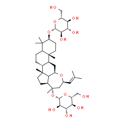 ChemSpider 2D Image | (3beta,12beta,13xi,14beta,23R)-20-(beta-D-Glucopyranosyloxy)-4,4,14-trimethyl-12,23-epoxy-18-norcholest-24-en-3-yl beta-D-glucopyranoside | C41H68O13