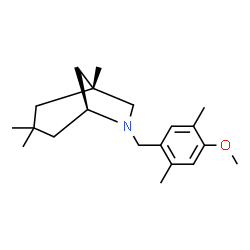 ChemSpider 2D Image | (1R,5S)-6-(4-Methoxy-2,5-dimethylbenzyl)-1,3,3-trimethyl-6-azabicyclo[3.2.1]octane | C20H31NO