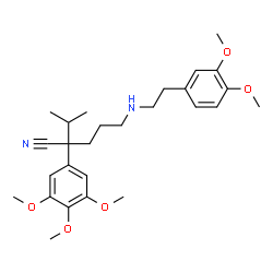 ChemSpider 2D Image | 5-{[2-(3,4-Dimethoxyphenyl)ethyl]amino}-2-isopropyl-2-(3,4,5-trimethoxyphenyl)pentanenitrile | C27H38N2O5