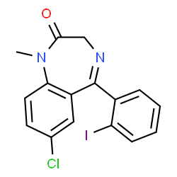 ChemSpider 2D Image | 7-Chloro-1,3-dihydro-5-(2-iodophenyl)-1-methyl-2H-1,4-benzodiazepin-2-one | C16H12ClIN2O