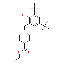 ChemSpider 2D Image | Ethyl 1-[2-hydroxy-3,5-bis(2-methyl-2-propanyl)benzyl]-4-piperidinecarboxylate | C23H37NO3