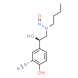 ChemSpider 2D Image | 5-{(1R)-2-[Butyl(nitroso)amino]-1-hydroxyethyl}-2-hydroxybenzenediazonium | C12H17N4O3