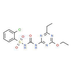 ChemSpider 2D Image | 2-Chloro-N-[(4-ethoxy-6-ethyl-1,3,5-triazin-2-yl)carbamoyl]benzenesulfonamide | C14H16ClN5O4S