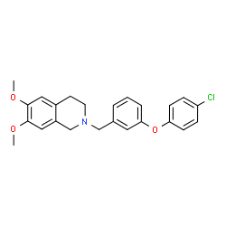 ChemSpider 2D Image | 2-[3-(4-Chlorophenoxy)benzyl]-6,7-dimethoxy-1,2,3,4-tetrahydroisoquinoline | C24H24ClNO3