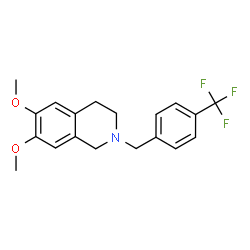 ChemSpider 2D Image | 6,7-Dimethoxy-2-[4-(trifluoromethyl)benzyl]-1,2,3,4-tetrahydroisoquinoline | C19H20F3NO2