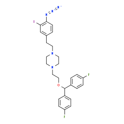 ChemSpider 2D Image | 1-(2-(Bis(4-fluorophenyl)methoxy)ethyl)-4-(2-(4-azido-3-iodophenyl)ethyl)piperazine | C27H28F2IN5O