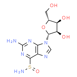 ChemSpider 2D Image | 2-Amino-9-(beta-D-ribofuranosyl)-9H-purine-6-sulfinamide | C10H14N6O5S