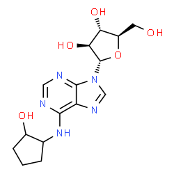 ChemSpider 2D Image | 9-(alpha-D-Arabinofuranosyl)-N-(2-hydroxycyclopentyl)-9H-purin-6-amine | C15H21N5O5