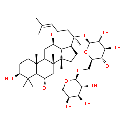 ChemSpider 2D Image | (3beta,5xi,6alpha,9xi,12beta,14beta,20R)-3,6,12-Trihydroxydammar-24-en-20-yl 6-O-alpha-L-arabinopyranosyl-beta-D-glucopyranoside | C41H70O13