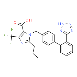 ChemSpider 2D Image | 2-Propyl-1-{[2'-(2H-tetrazol-5-yl)-4-biphenylyl]methyl}-4-(trifluoromethyl)-1H-imidazole-5-carboxylic acid | C22H19F3N6O2
