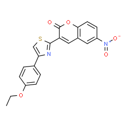 ChemSpider 2D Image | 3-[4-(4-Ethoxyphenyl)-1,3-thiazol-2-yl]-6-nitro-2H-chromen-2-one | C20H14N2O5S