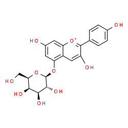 ChemSpider 2D Image | 3,7-Dihydroxy-2-(4-hydroxyphenyl)-5-chromeniumyl beta-D-galactopyranoside | C21H21O10