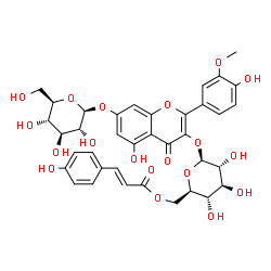 ChemSpider 2D Image | 5-Hydroxy-2-(4-hydroxy-3-methoxyphenyl)-3-({6-O-[(2E)-3-(4-hydroxyphenyl)-2-propenoyl]-beta-D-glucopyranosyl}oxy)-4-oxo-4H-chromen-7-yl beta-D-glucopyranoside | C37H38O19