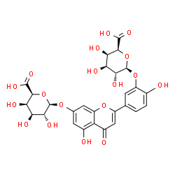 ChemSpider 2D Image | 5-[7-(beta-D-Galactopyranuronosyloxy)-5-hydroxy-4-oxo-4H-chromen-2-yl]-2-hydroxyphenyl beta-D-galactopyranosiduronic acid | C27H26O18