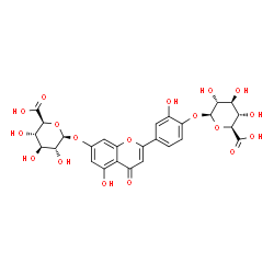 ChemSpider 2D Image | 4-[7-(beta-D-Glucopyranuronosyloxy)-5-hydroxy-4-oxo-4H-chromen-2-yl]-2-hydroxyphenyl beta-D-glucopyranosiduronic acid | C27H26O18