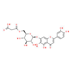 ChemSpider 2D Image | 2-(3,4-Dihydroxyphenyl)-5,6-dihydroxy-4-oxo-4H-chromen-7-yl 6-O-(carboxyacetyl)-beta-D-glucopyranoside | C24H22O15