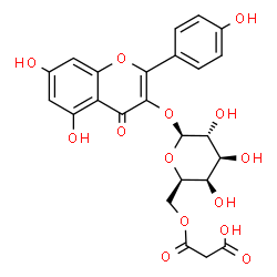 ChemSpider 2D Image | 5,7-Dihydroxy-2-(4-hydroxyphenyl)-4-oxo-4H-chromen-3-yl 6-O-(carboxyacetyl)-beta-D-galactopyranoside | C24H22O14