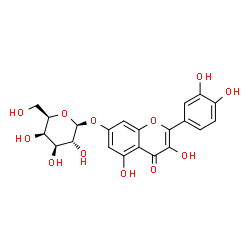 ChemSpider 2D Image | 2-(3,4-Dihydroxyphenyl)-3,5-dihydroxy-4-oxo-4H-chromen-7-yl beta-D-galactopyranoside | C21H20O12