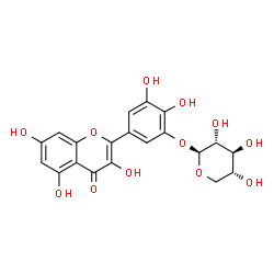 ChemSpider 2D Image | 2,3-Dihydroxy-5-(3,5,7-trihydroxy-4-oxo-4H-chromen-2-yl)phenyl beta-D-xylopyranoside | C20H18O12