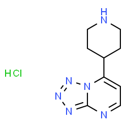 ChemSpider 2D Image | 7-(4-Piperidinyl)tetrazolo[1,5-a]pyrimidine hydrochloride (1:1) | C9H13ClN6