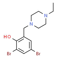 ChemSpider 2D Image | 2,4-Dibromo-6-[(4-ethyl-1-piperazinyl)methyl]phenol | C13H18Br2N2O