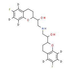 ChemSpider 2D Image | 2,2'-Iminobis{1-[6-fluoro(5,7,8-~2~H_3_)-3,4-dihydro-2H-chromen-2-yl]ethanol} | C22H19D6F2NO4