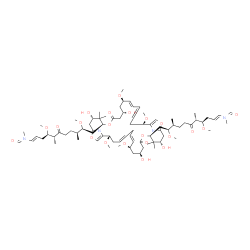 ChemSpider 2D Image | N,N'-{[(3S,5S,9S,11R,12E,17S,23S,25S,29S,31R,32E)-3,9,23,29-Tetrahydroxy-11,17,31,37-tetramethoxy-4,4,24,24-tetramethyl-7,27-dioxo-6,20,26,40-tetraoxa-41,42-diazatricyclo[36.2.1.1~18,21~]dotetraconta-
1(41),12,14,18,21(42),32,34,38-octaene-5,25-diyl]bis[(1E,4R,5R,9S,10S)-4,10-dimethoxy-5,9-dimethyl-6-oxo-1-undecene-11,1-diyl]}bis(N-methylformamide) | C78H124N4O22