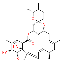 ChemSpider 2D Image | (1'R,2R,4'S,5S,6R,8'R,10'E,13'R,14'Z,20'R,21'R,24'S)-21',24'-Dihydroxy-5,6,11',13',22'-pentamethyl-3,4,5,6-tetrahydro-2'H-spiro[pyran-2,6'-[3,7,19]trioxatetracyclo[15.6.1.1~4,8~.0~20,24~]pentacosa[10,
14,16,22]tetraen]-2'-one | C31H44O7