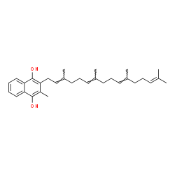 ChemSpider 2D Image | 2-Methyl-3-[(2E,6E,10E)-3,7,11,15-tetramethyl-2,6,10,14-hexadecatetraen-1-yl]-1,4-naphthalenediol | C31H42O2