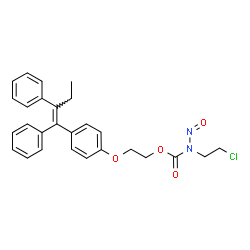 ChemSpider 2D Image | 2-{4-[(1E)-1,2-Diphenyl-1-buten-1-yl]phenoxy}ethyl (2-chloroethyl)nitrosocarbamate | C27H27ClN2O4