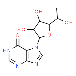 ChemSpider 2D Image | 7-(6-Deoxyhexofuranosyl)-1,7-dihydro-6H-purin-6-one | C11H14N4O5
