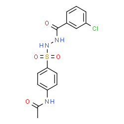 ChemSpider 2D Image | N-(4-{[2-(3-Chlorobenzoyl)hydrazino]sulfonyl}phenyl)acetamide | C15H14ClN3O4S