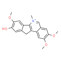 ChemSpider 2D Image | 9-Hydroxy-2,3,8-trimethoxy-6-methyl-11H-indeno[1,2-c]isoquinolinium | C20H20NO4