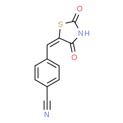 ChemSpider 2D Image | 4-[(E)-(2,4-Dioxo-1,3-thiazolidin-5-ylidene)methyl]benzonitrile | C11H6N2O2S