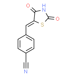 ChemSpider 2D Image | 4-[(Z)-(2,4-Dioxo-1,3-thiazolidin-5-ylidene)methyl]benzonitrile | C11H6N2O2S