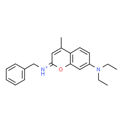 ChemSpider 2D Image | (2E)-N-Benzyl-7-(diethylamino)-4-methyl-2H-chromen-2-iminium | C21H25N2O