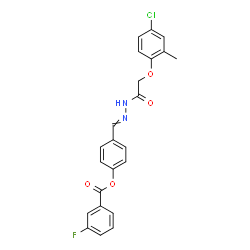 ChemSpider 2D Image | 4-({[(4-Chloro-2-methylphenoxy)acetyl]hydrazono}methyl)phenyl 3-fluorobenzoate | C23H18ClFN2O4