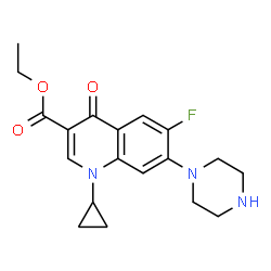 ChemSpider 2D Image | Ethyl 1-cyclopropyl-6-fluoro-4-oxo-7-(1-piperazinyl)-1,4-dihydro-3-quinolinecarboxylate | C19H22FN3O3