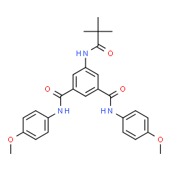 ChemSpider 2D Image | 5-[(2,2-Dimethylpropanoyl)amino]-N,N'-bis(4-methoxyphenyl)isophthalamide | C27H29N3O5
