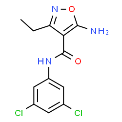 ChemSpider 2D Image | 5-Amino-N-(3,5-dichlorophenyl)-3-ethyl-1,2-oxazole-4-carboxamide | C12H11Cl2N3O2