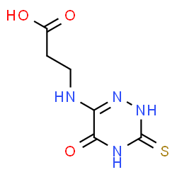 ChemSpider 2D Image | N-(5-Oxo-3-thioxo-2,3,4,5-tetrahydro-1,2,4-triazin-6-yl)-beta-alanine | C6H8N4O3S