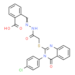 ChemSpider 2D Image | 2-{[({[3-(4-Chlorophenyl)-4-oxo-3,4-dihydro-2-quinazolinyl]sulfanyl}acetyl)hydrazono]methyl}benzoic acid | C24H17ClN4O4S