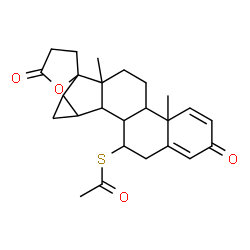 ChemSpider 2D Image | S-(4a,6a-Dimethyl-2,5'-dioxo-2,4',4b,5,5',6,6a,7a,8,8a,8b,8c,9,10-tetradecahydro-3'H,4aH-spiro[cyclopropa[4,5]cyclopenta[1,2-a]phenanthrene-7,2'-furan]-9-yl) ethanethioate | C25H30O4S