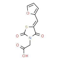 ChemSpider 2D Image | [(5Z)-5-(2-Furylmethylene)-2,4-dioxo-1,3-thiazolidin-3-yl]acetic acid | C10H7NO5S