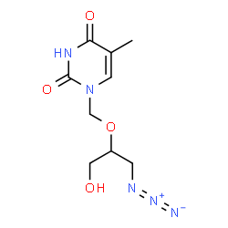 ChemSpider 2D Image | 1-{[(1-Azido-3-hydroxy-2-propanyl)oxy]methyl}-5-methyl-2,4(1H,3H)-pyrimidinedione | C9H13N5O4