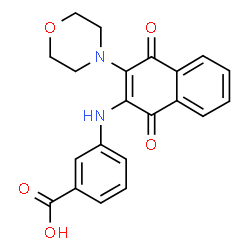 ChemSpider 2D Image | 3-[[3-(4-morpholinyl)-1,4-dioxo-2-naphthalenyl]amino]benzoic acid | C21H18N2O5
