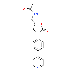 ChemSpider 2D Image | N-({(5S)-2-Oxo-3-[4-(4-pyridinyl)phenyl]-1,3-oxazolidin-5-yl}methyl)acetamide | C17H17N3O3